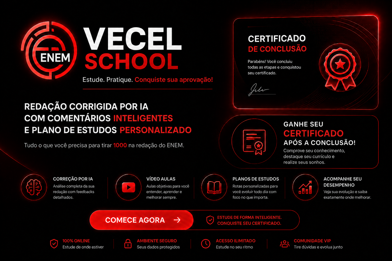 Nota 1000 ENEM — Redação corrigida por IA com plano de estudos personalizado